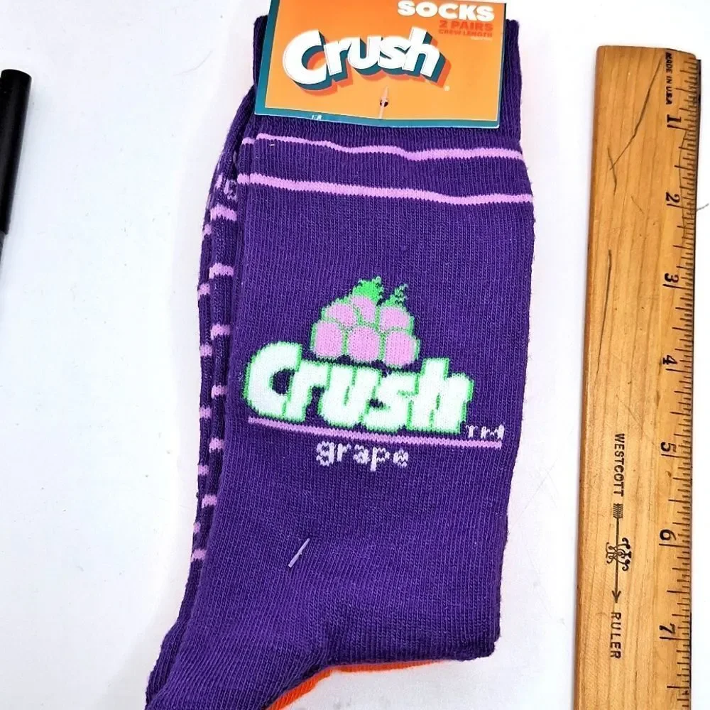 Crush orange and grape soda cream socks novelty graphic design